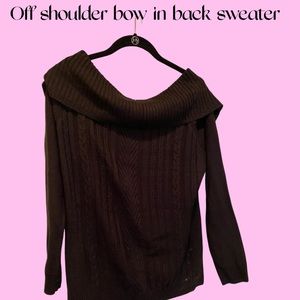 Cute black off shoulder with bow in back sweater
